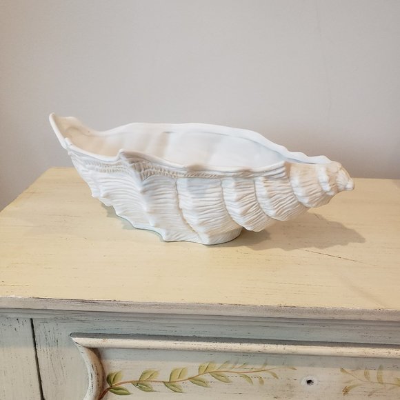 Unglazed Ceramic Conch Shell Seashell Decorative Bowl Vase Trinket Dish 64038 - Picture 1 of 10